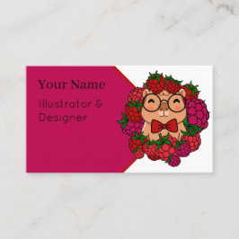 Tarjeta De Visita Erudito Capybara Frambuesa - Fruta Estética Adorab
