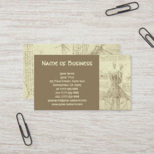 Tarjeta De Visita Esbozo anatómico de la columna vertebral Leonardo 