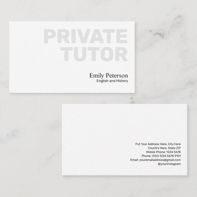 Tarjeta De Visita Esbozo de Apple Rojo Tutor privado blanco moderno (Anverso / Reverso)