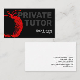 Tarjeta De Visita Esbozo de Apple Rojo Tutor privado moderno negro