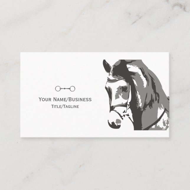 Tarjeta De Visita Esbozo de caballos y bocado de Snaffles en gris (Anverso)