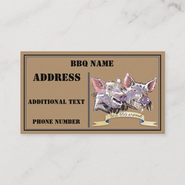 Tarjeta De Visita Esbozo de la pluma de cerdos de parrillada y la ac (Anverso)