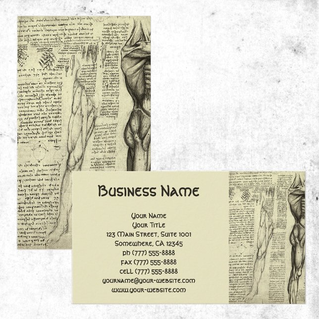 Tarjeta De Visita Esbozo masculino de anatomía muscular por Leonardo (Subido por el creador)