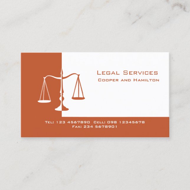 Tarjeta De Visita Escala de abogados de justicia (Anverso)