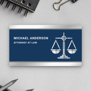 Tarjeta De Visita Escala de Justicia Azul Marino Abogado Attorney