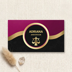 Tarjeta De Visita Escala de Justicia de Abogado de Oro Rosa Fuerte A
