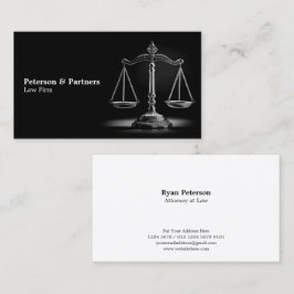 Tarjeta De Visita Escala de justicia de cromo blanco y negro sobre n