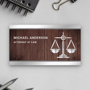 Tarjeta De Visita Escala de Justicia de Madera Rústica Abogado Attor