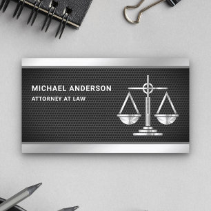 Tarjeta De Visita Escala de Justicia de Malla Negra Abogado Attorney