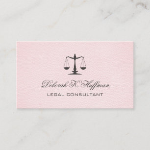 Tarjeta De Visita Escala de justicia legal femenina de cuero rosa