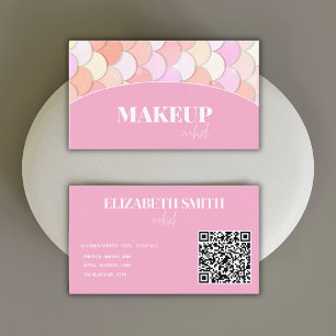 Tarjeta De Visita escala de sirena rosa lindo artista de maquillaje 