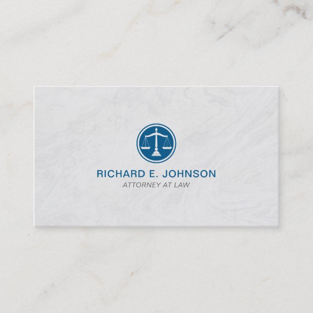 Tarjeta De Visita Escalas azules del abogado del fondo del mármol de (Anverso)