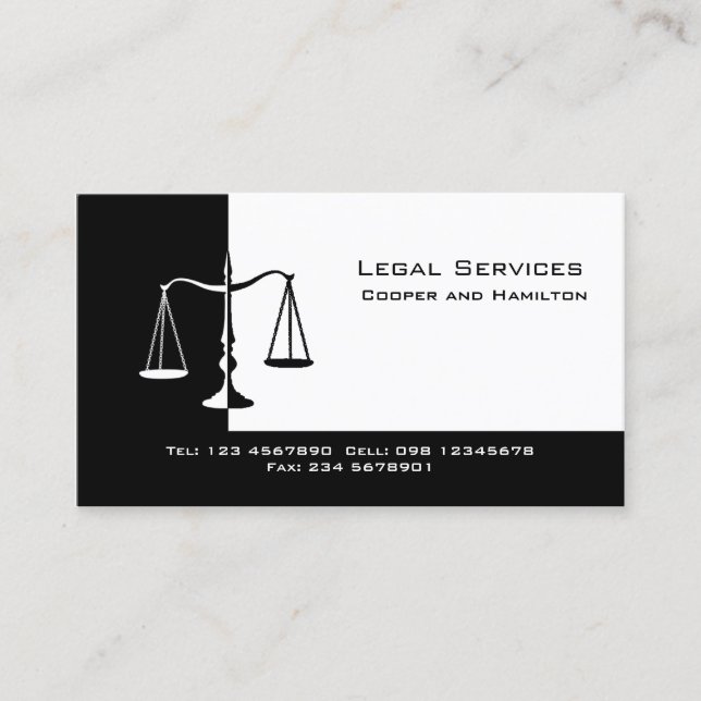 Tarjeta De Visita Escalas de abogados de la justicia (Anverso)