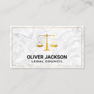 Tarjeta De Visita Escalas de justicia de oro   Mármol
