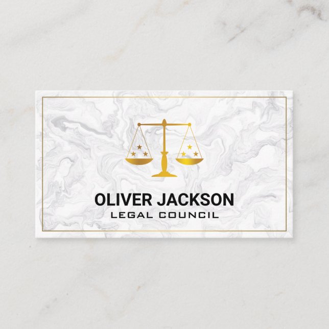 Tarjeta De Visita Escalas de justicia de oro | Mármol (Anverso)