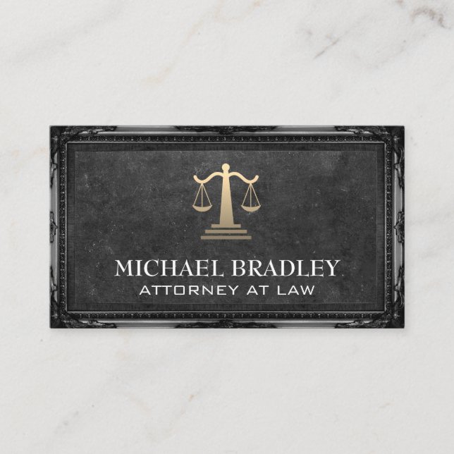 Tarjeta De Visita Escalas de Justicia Legal | Marco antiguo (Anverso)