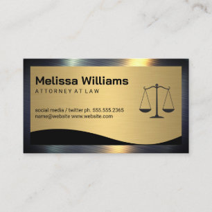 Tarjeta De Visita Escalas de justicia   Metálico de oro