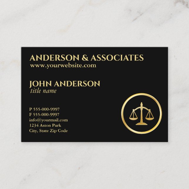 Tarjeta De Visita Escalas de la justicia de los abogados (Anverso)