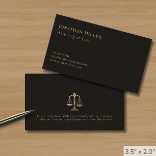 Tarjeta De Visita Escalas simples de oro negro de justicia