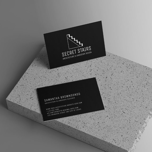 Tarjeta De Visita Escalera triangular de la arquitectura negra (Black Architecture Stairs Triangle Ladder Business Card)