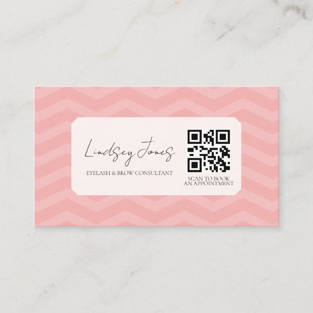 Tarjeta De Visita Escanear código QR rosa profesional para reservar (Anverso)