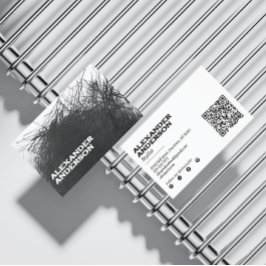 Tarjeta De Visita Escaneo de escrúpulos de carbón negro mínimo moder