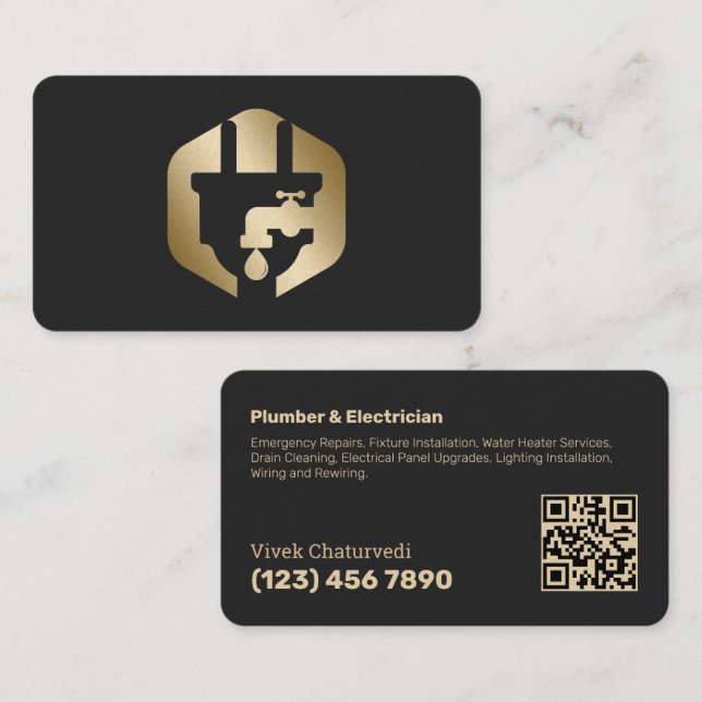 Tarjeta De Visita Escaneo de plomo y electricidad QR (Anverso / Reverso)