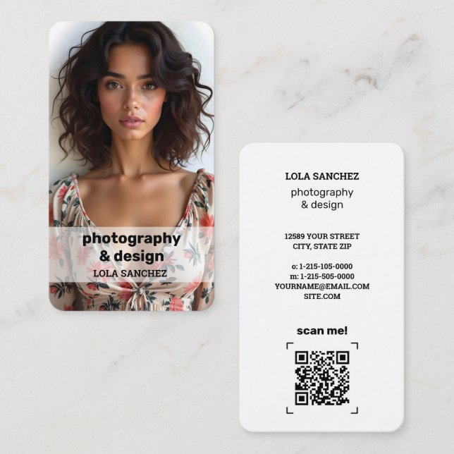 Tarjeta De Visita Escaneo fotográfico QR (Anverso / Reverso)