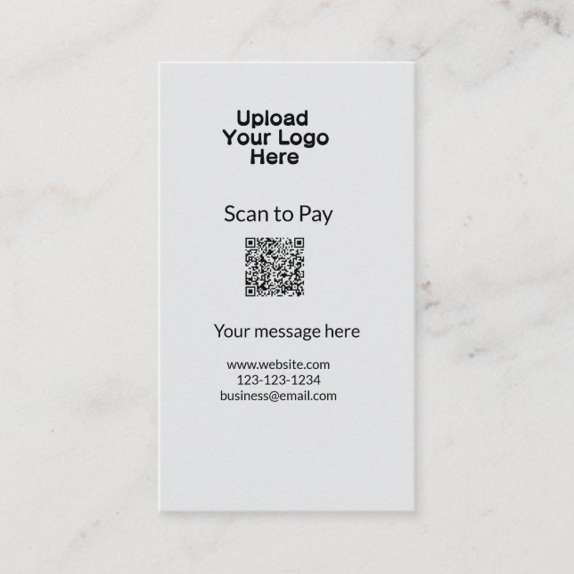 Tarjeta De Visita Escaneo mínimo simple para pagar Añadir el logotip (Anverso)