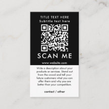 Escaneo promocional de código QR en blanco y negro