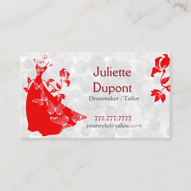 Tarjeta De Visita Escaparate de peluquería rojo (Anverso)