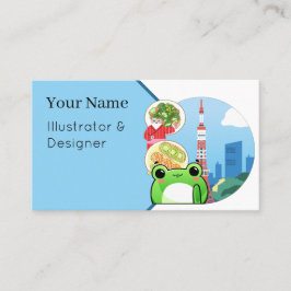 Tarjeta De Visita Escape Culinario en Tokio con Gato y Rana
