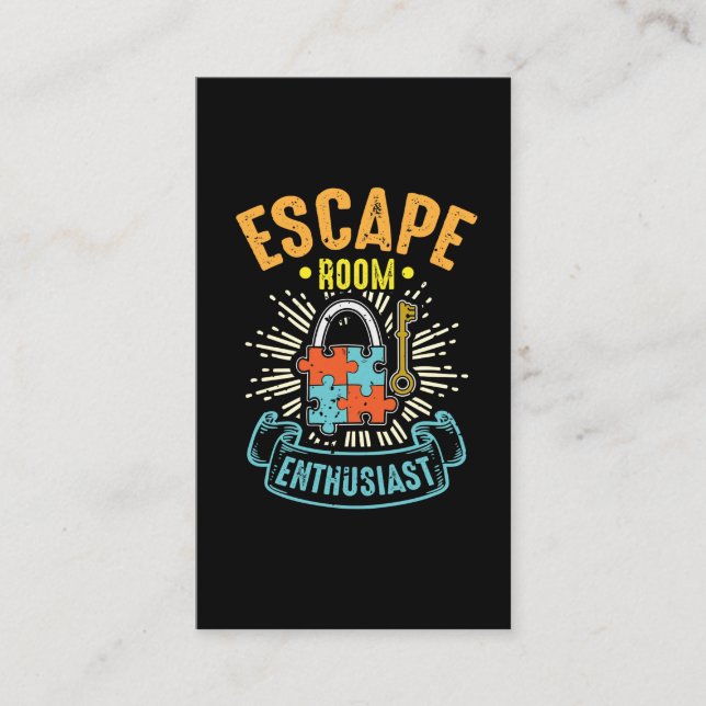 Tarjeta De Visita Escape Room Enthusiast Puzzle Game Adventure (Anverso)