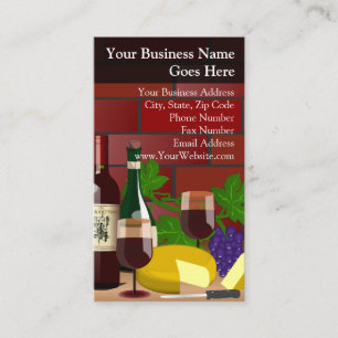 Tarjeta De Visita Escena de mesa de queso y vino Comida Restaurante 