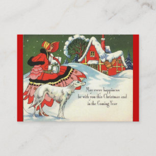 Tarjeta De Visita Escena de Navidades Art Déco