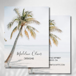 Tarjeta De Visita Escena De Palm Tropical Ocean Beach Earring Displa