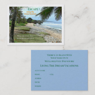 Tarjeta De Visita Escena de playa, escape a una isla/Agente de viaje