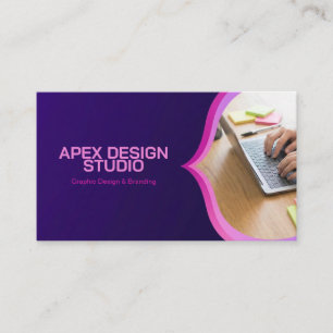 Tarjeta De Visita Escena de portátil con soporte magenta violeta pro