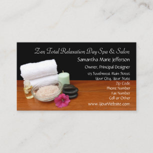 Tarjeta De Visita Escena de Salón de Spa/Masaje/Pedicura Negro/Color