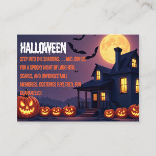 Tarjeta De Visita Escena nocturna Haunted House Halloween