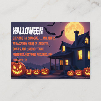 Tarjeta De Visita Escena nocturna Haunted House Halloween