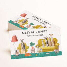 Tarjeta De Visita Escenario de la casa: perro caminando y sentado co