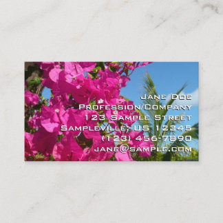 Tarjeta De Visita Escenario natural tropical de buganvillas y palmer