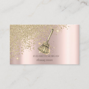 Tarjeta De Visita Escoba De Diamantes De Oro Doncella De Limpieza Ro