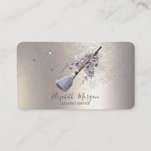 Tarjeta De Visita Escoba floral con confeti brillante