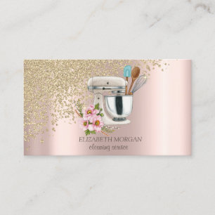 Tarjeta De Visita Escoba floral de diamantes dorados Rosa oro 