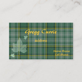 Tarjeta de visita escocesa de la tela escocesa de
