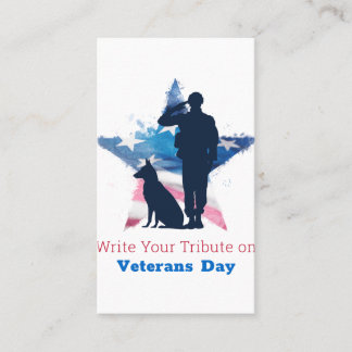 Tarjeta De Visita Escriban un tributo en el Día de los Veteranos - h