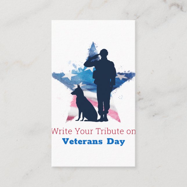 Tarjeta De Visita Escriban un tributo en el Día de los Veteranos - h (Anverso)