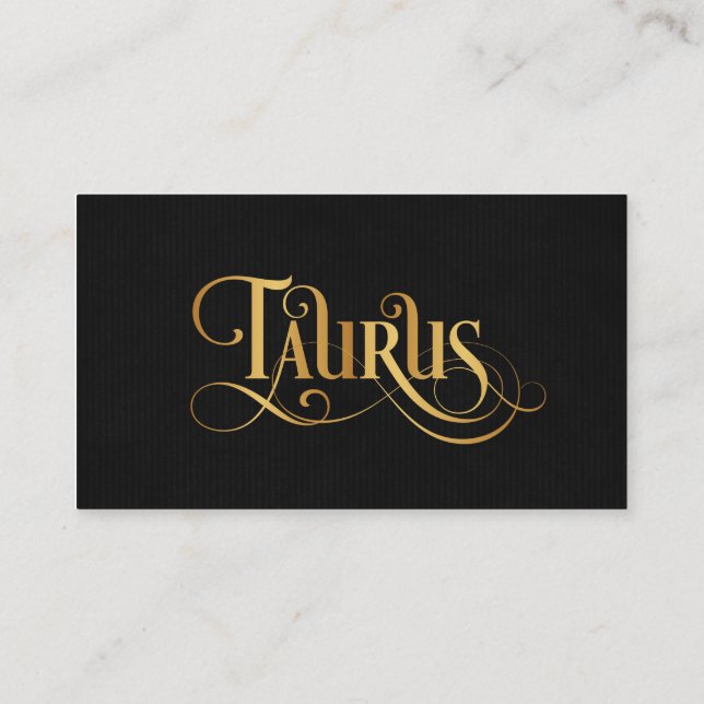Tarjeta De Visita Escribir rápidamente el Rótulo Zodiac Taurus Gold  (Reverso)